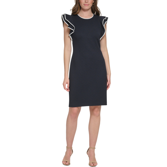 Tommy Hilfiger Navy Blue Flutter Sleeve Dress Size 10 - Cocktail Dress - Picture 1 of 2